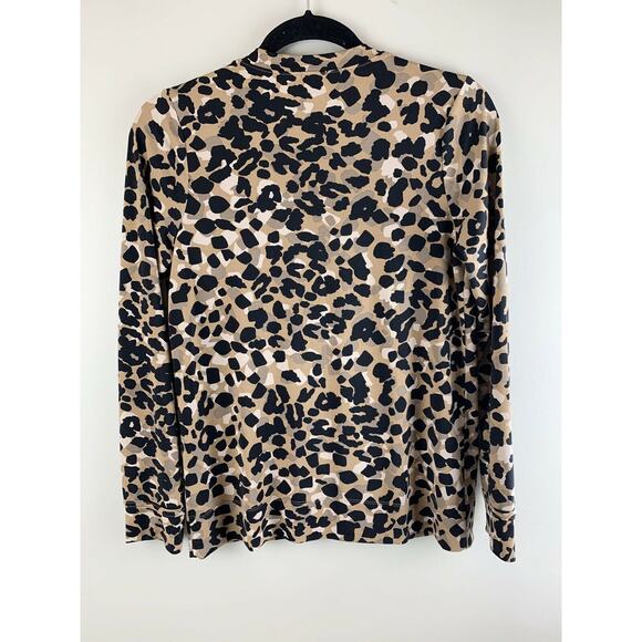 Anne Klein Leopard Print Button Blouse Cardigan XS Extra Small - Picture 4 of 6